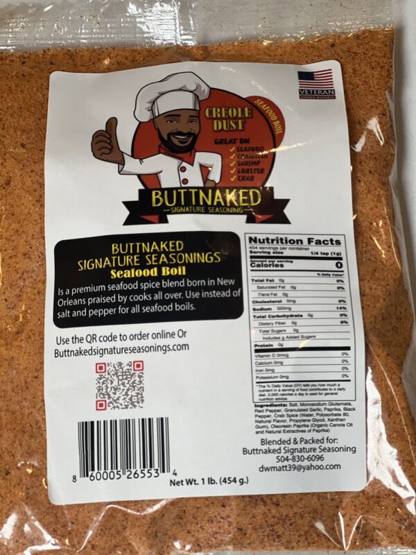 A package of butnaked signature seasoning is shown.